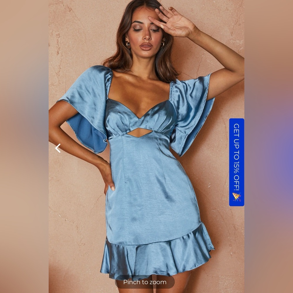 Selfie Leslie eyes on you pleated bust and angel sleeve ruffle hem dress